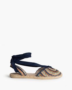 Sandalias azul planas de crochet para mujer con suela de yute Corina Modelo M6362