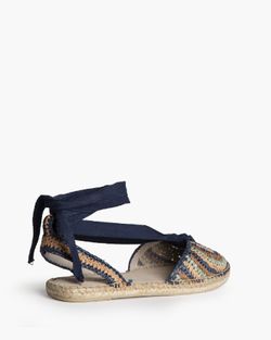 Sandalias azul planas de crochet para mujer con suela de yute Corina Modelo M6362