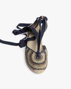 Sandalias azul planas de crochet para mujer con suela de yute Corina Modelo M6362