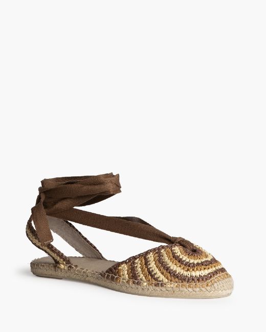 Sandalias beige planas de crochet para mujer con suela de yute Corina Modelo M6362