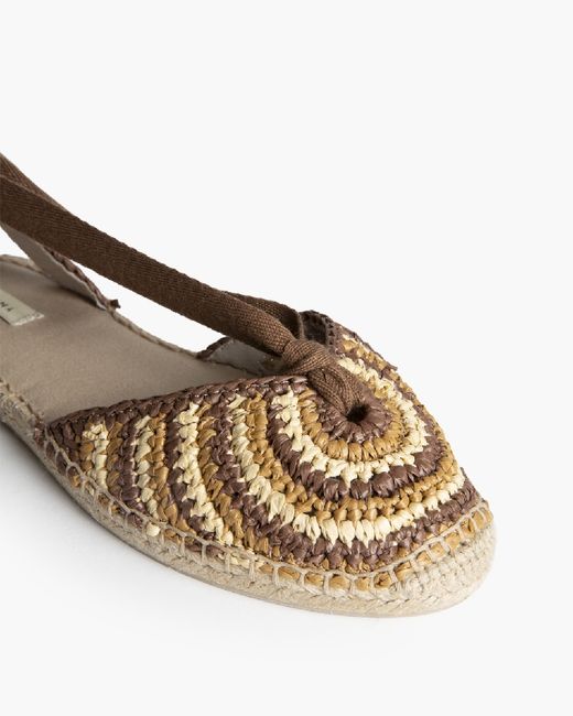 Sandalias beige planas de crochet para mujer con suela de yute Corina Modelo M6362