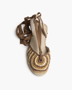 Sandalias beige planas de crochet para mujer con suela de yute Corina Modelo M6362