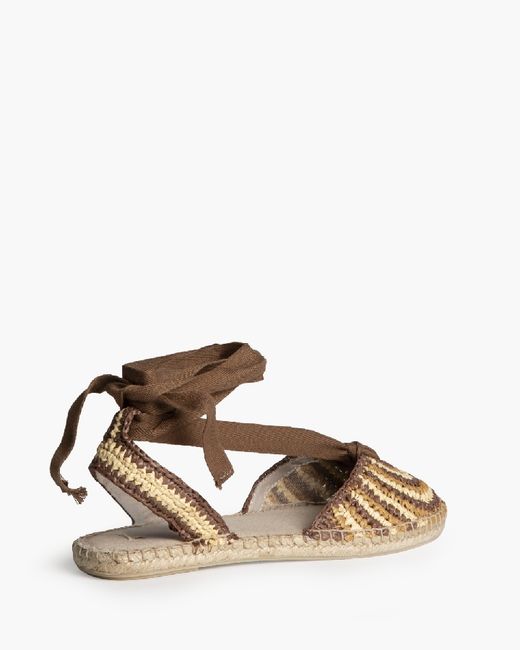 Sandalias beige planas de crochet para mujer con suela de yute Corina Modelo M6362