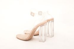 Sandalias de Tacón con Correa Transparente