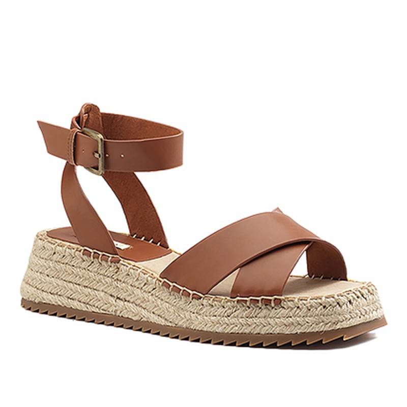 Sandalias marrón con plataforma de esparto marca Corina — Oliva bags shoes