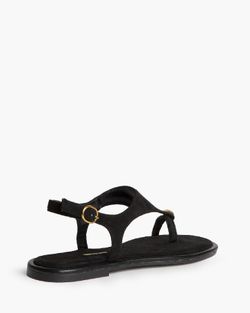 Sandalias negras planas con anillo metálico