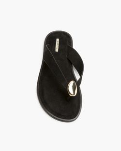 Sandalias negras planas mujer con detalle metálico y suela acolchada