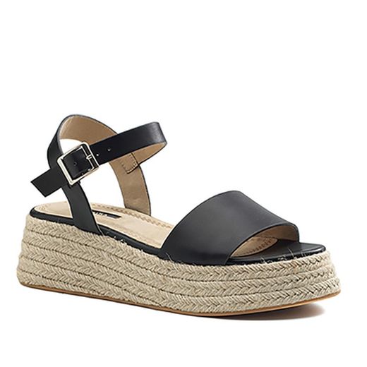 Sandalias negras plataforma de esparto marca Corina