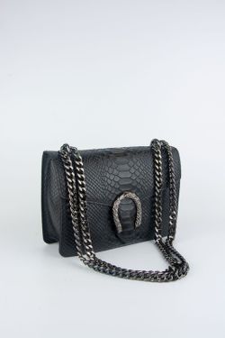 Sac en cuir de crocodile avec fer à cheval noir