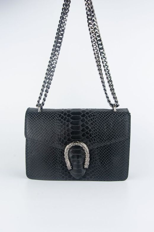 Sac en cuir de crocodile avec fer à cheval noir