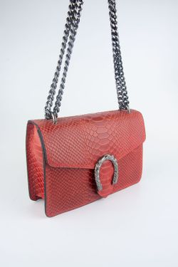 Sac en cuir de crocodile avec fer à cheval rouge