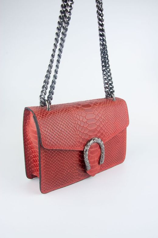 Sac en cuir de crocodile avec fer à cheval rouge