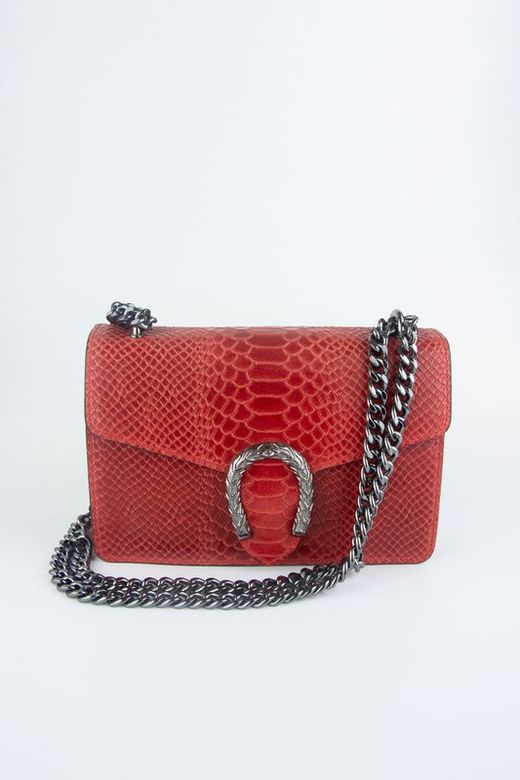 Sac en cuir de crocodile avec fer à cheval rouge