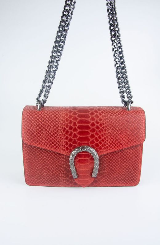 Sac en cuir de crocodile avec fer à cheval rouge