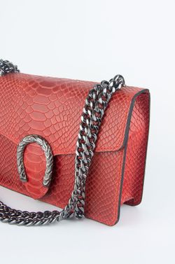 Sac en cuir de crocodile avec fer à cheval rouge