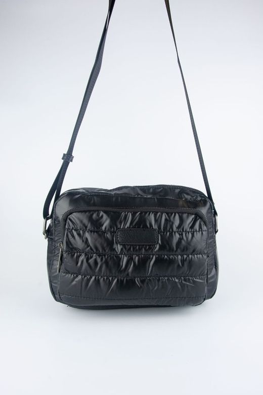 Petit sac bandoulière matelassé noir, modèle Tote