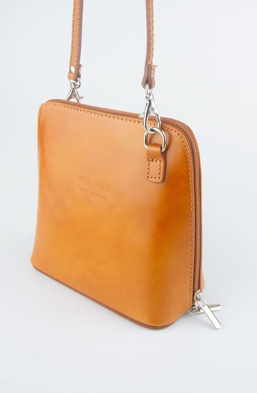 Mini sac à bandoulière Vera en cuir camel