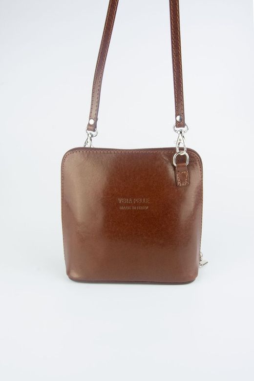 Mini sac à bandoulière en cuir marron Vera