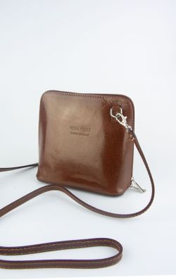 Mini sac à bandoulière en cuir marron Vera