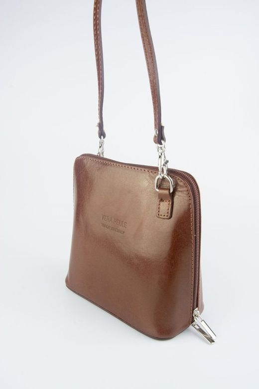 Mini sac à bandoulière en cuir marron Vera
