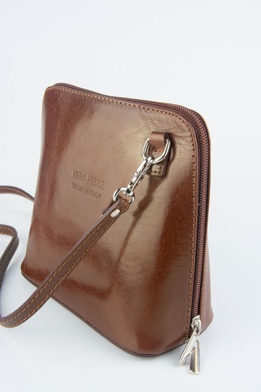 Mini sac à bandoulière en cuir marron Vera