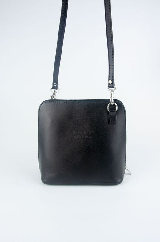 Vera bolso bandolera mini de piel de color negro