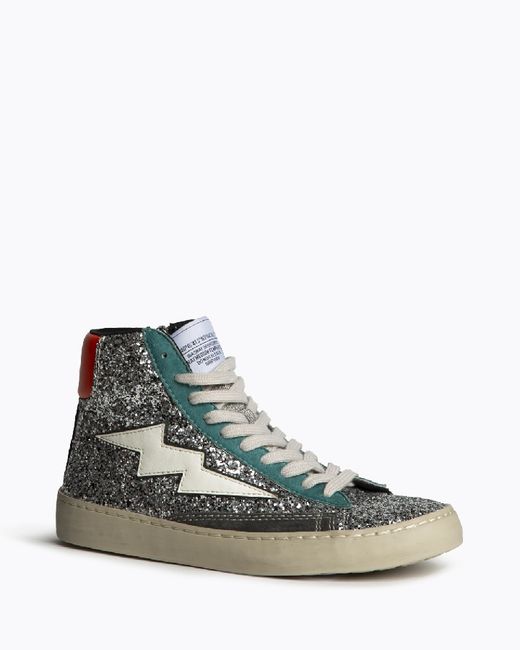 Zapatilla Abotinada de color Plata-Verde-Naranja Corina Modelo M5506