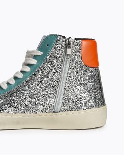 Zapatilla Abotinada de color Plata-Verde-Naranja Corina Modelo M5506