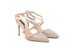 Zapato de tacón alto para mujer con punta fina y correa cruzada