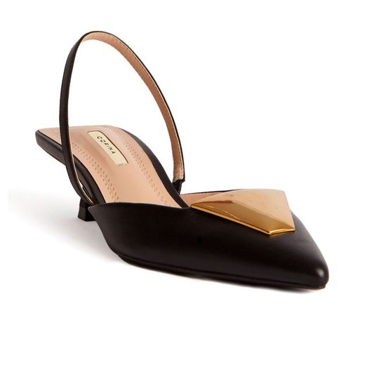 Zapato tacón bajo color negro marca Corina