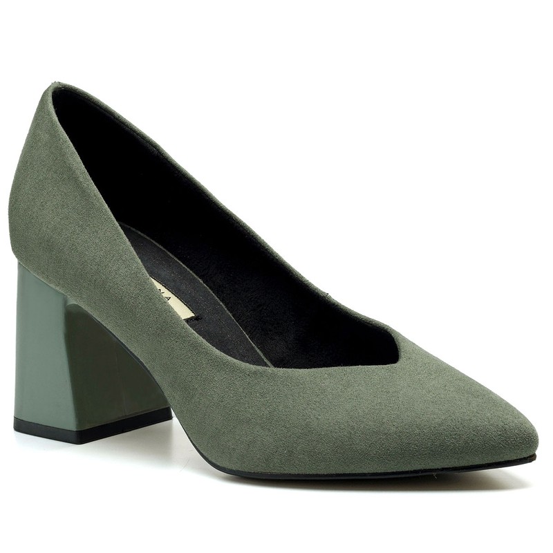 radioactividad yo lavo mi ropa Pendiente Zapatos Verde con tacón ancho Corina modelo M2595 — Oliva bags & shoes